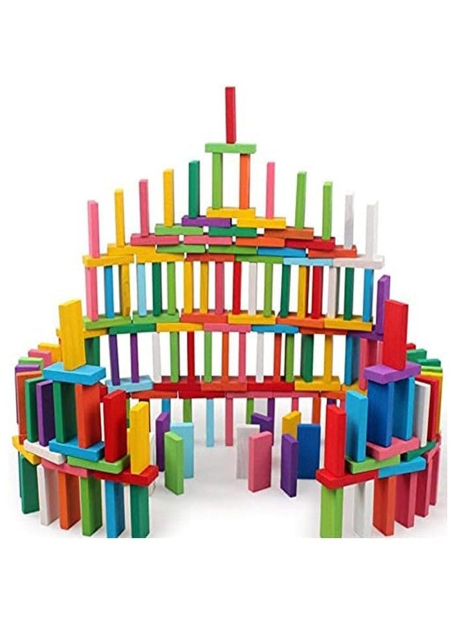 DZOPE 120 PCS - Wooden Domino Set Colorful Wooden Domino Block Set for Kids Educational and Learning Activity Game Play | Helps in Skill Development and Color Recognition (12 Colors) - Image 1